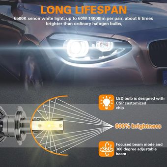 1 par irregular haz 6500K LED Luces para coches Bombillas con refrigeración  por ventilador sistema, Moda de Mujer