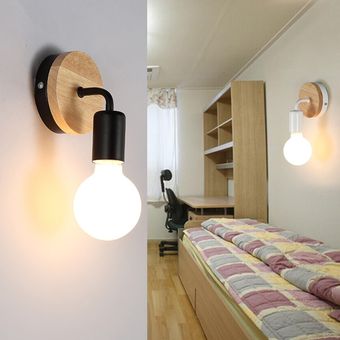 Lámpara de pared de madera de estilo nórdico candelabro moderno para 