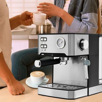 Máquina de café expreso, máquina de café expreso de acero inoxidable con  espumador de leche para café con leche, capuchino, machiato, para máquina  de