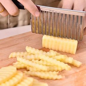 Cuchillo ondulado de acero inoxidable para papas fritas y vegetales