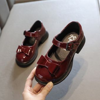 Zapatos de cuero estilo británico para zapatos planos con lazo para 