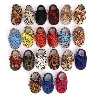 Zapatosebéuero genuinozado suave leopardo 