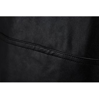 Chaqueta De Cuero PU Slim De Los Hombres-Negro 