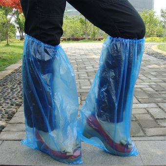 Cubrebotas Desechables Zapatos y Botas de Lluvia Azul Cubierta de plástico Larga Cubre Zapatos Azul 