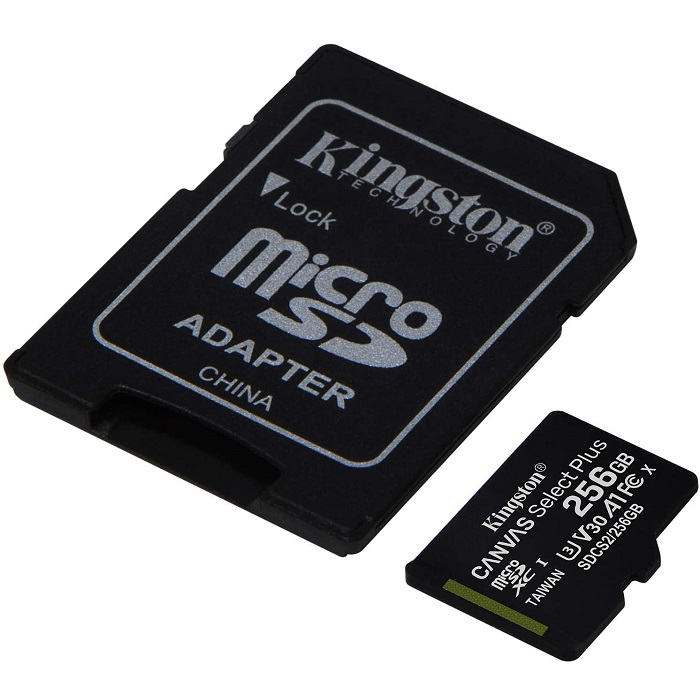 Memoria MicroSD 256GB Kingston SDXC Clase 10 Canvas Select Plus Con Adaptador SDCS2/256GB