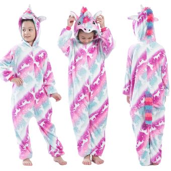Pijama con capucha de poliéster para niños de talla grande,-LA59 Unisex ropa de dormir de serie de unicornio 