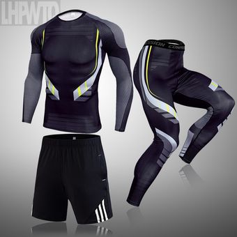 entrenamiento de gimnasia Fitness Conjunto de 3PC de para hombre #t-shirt ropa deportiva de secado rápido para correr 