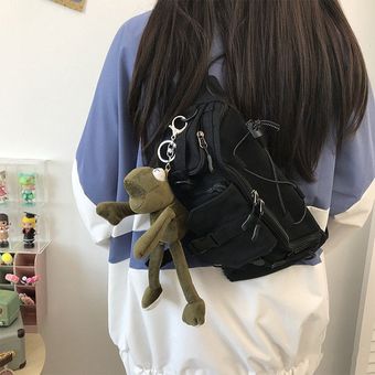 Harajuku Techwear-Bolso cruzado gótico para mujer bandolera de lona 
