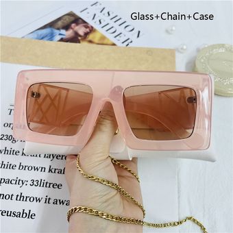 Clásico sobredimensionado cuadrado gafas sol hombres mujer 