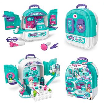Set de niña doctora de juguete, plástico, kit infantil con accesorios para  jugar a los médicos, estetoscopio, tijeras, pinzas, r