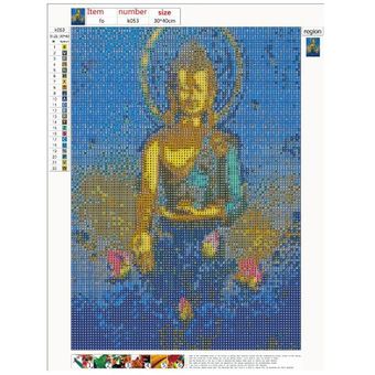 5D Diamante Pintura DIY Bordado Cross Stitch Craft Buddhism Portable 