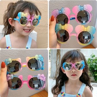 Vintage Gafas Coloridas y Lindas para Fiestas Fotografía al Aire Libre Playa Regalos para Niños Pequeños Niñas Gafas de Sol Redondas Anti-UV 