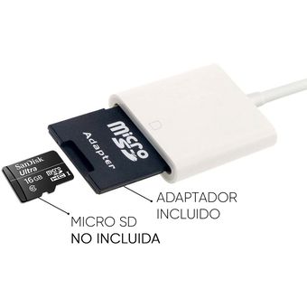 GENERICO Adaptador Lector Tarjeta Micro Sd A Ligthning Para iPhone