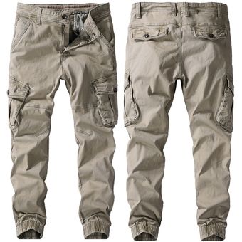 #black3 Los hombres pantalones de primavera Otoño de algodón puro pantalones de trabajo carga Mens pantalones ropa de moda pantalones militares Multi-bolsillos pantalones del ejército 