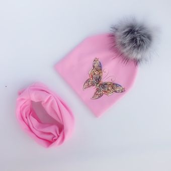 #2 butterfly pink 2 Conjunto de sombreros de bebé para ni 