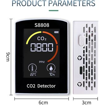 Detector de dióxido de carbono CO2, Monitor de calidad del aire