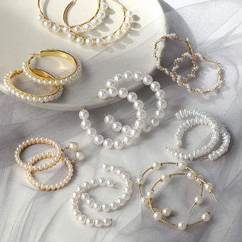 Nuevos Pendientes De Anillo De Perlas De Oro Puro De Corea 