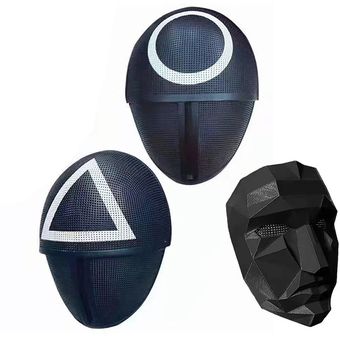Máscara cosplay redondo seis cuadrados redondos triángulo casco máscara fiesta de fiesta accesorios 