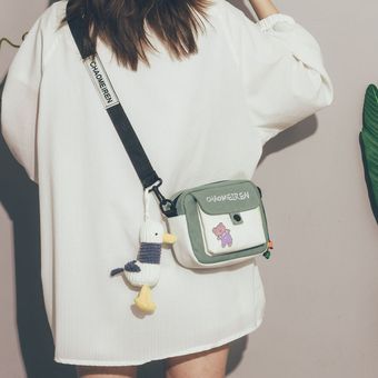 Bolso pequeño de lona para mujer bandolera coreana para teléfono mó 