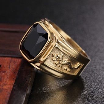 Ring Masculino De Moda Blackred Stone Alloy Gold Multicolor 