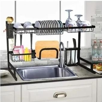  Soporte para platos para el hogar, organizador de utensilios de  cocina, almacenamiento de acero inoxidable, estante de secado de vasos  (color: B) : Hogar y Cocina