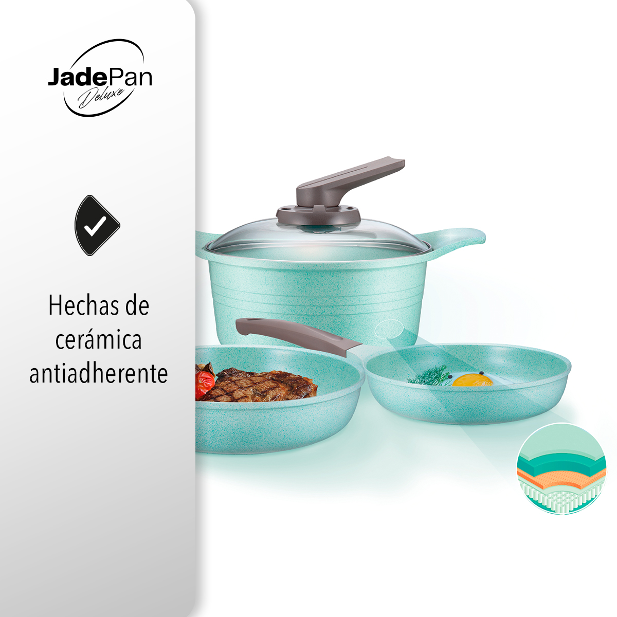 JadePan Deluxe Set de Sartenes Jade Antiadherente Induccion Cook