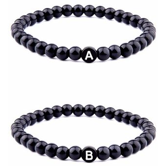 Piedra Natural Tonta Diy Id 26 Letras Pulseras Para Hombres 