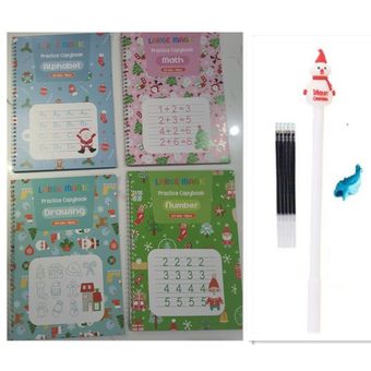 4pcs mágica reutilizable portátil para los niños de 3-5 años de práctica de la caligrafía Notebook 