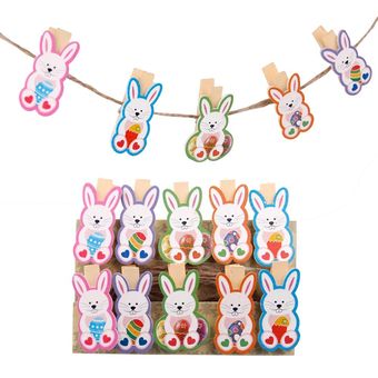 decoración de Pascua Feliz para el hogar Adornos de madera de conejo de pascua 