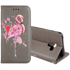 Para Samsung Galaxy A8 (2018) Flamingo Imprimir Horizontal Flip Funda De Cuero Con El Titular Y La Cartera Y Ranuras Para Tarjetas Y Photo Frame (gris)