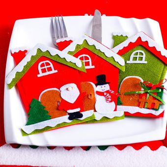 Santa sombrero Reno Navidad Año nuevo tenedor de bolsillo cuchillo t 