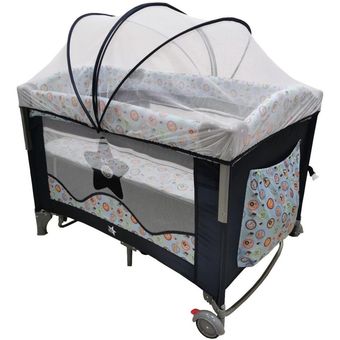 Cuna Plegable Para Bebé Shimy Gris Con Cambiador/ Mosquitero