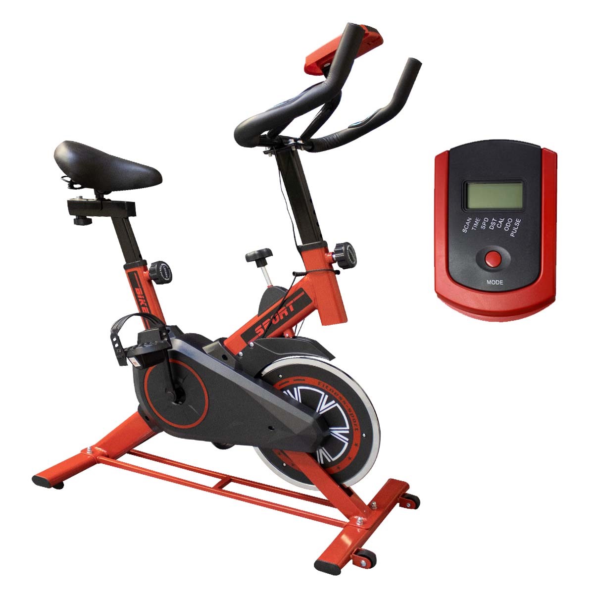 Bicicleta Spinning Fitness Estática Hogar Gym 22-24 kg Color Rojo JS2019DR Kingsman