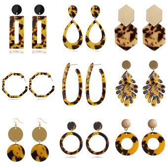 Resina De Nuevos Pendientes Verticales Largos De Leopardo Resina De Nuevos Pendientes Verticales Largos De Leopardo