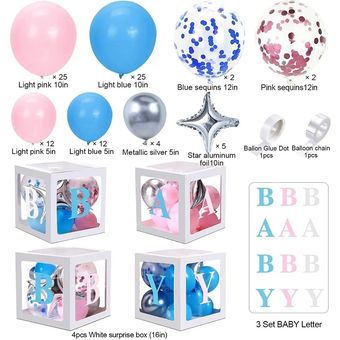 Baby Shower Decoración Caja Kit para Muchacha Niños, 4Pcs Blancas