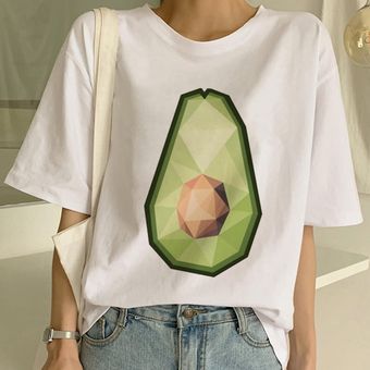 Camiseta con dibujo de aguacate vegano de manga corta camiseta Casual fresca pequeña para muje HON 