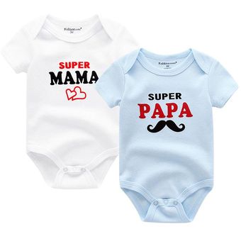 2 Piezas Mamelucos de Bebe Niño Niña Recien Nacidos SUPER MAMA PAPA Ropa Baby 