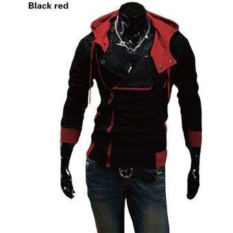 Swagwhat Zipper Cardigan Hoodies Men Hooded Sweatshirts Spring Spring Sportswear Long Sleeve Slim Tracksuit Jacket（#Black Red） 