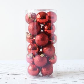 24 Pcs 6cm Plating Plastic Christmas Tree Decorations Hanging Cadena Bola, Color Al Azar Entrega