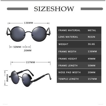 lentes redondas a la moda Vi Gafas de sol de Metal Steampunk para hombre y mujer diseño de marca 