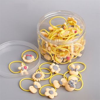 40 unidsset flor estilo coreano sombreros lindo aro Mini caja para tocados regalo elástico bandas de goma para el cabello banda accesorios para el cabello niñas 