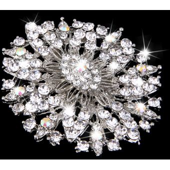 Broche Cristalino Ovalada Flor Diamantes de Imitación para Novia Boda Nupcial 