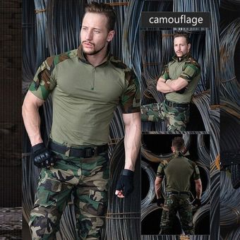 Camisa militar táctica de camuflaje para hombres manga corta camisetas de ejército uniforme multicámara traje de rana ropa de combate para hombres XYX #camouflage 