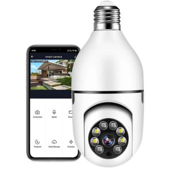 Cámara de vigilancia con bombilla WiFi E27 5G, visión nocturna, seguimiento  humano automático a todo color, zoom digital 4X, cámara de monitor de