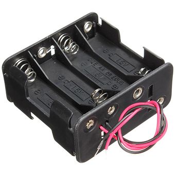Caja de la caja del soporte de la ranura de la batería 12V Caja de la caja 8 Baterías AA Pila de pila de 6 pulgadas de cables-10PCS 