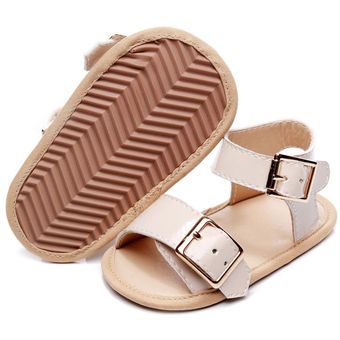 Sandalias de cuero sintético para bebé zapatos de suela dura con punta abierta informales para niños y niñas de 0 a 24M Color liso para verano 