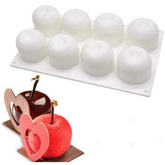 Pastel de manzana molde del silicón de la torta de la pasta de azúcar del molde 3D portátiles Herramientas de azúcar que adorna Blanco 