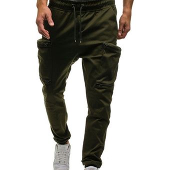 Pantalones de hombre pantalón a la cintura elástico Streetwear militar hombres joggers pantalones de chándal pantalones cargo para hombre ropa hombre pantalón WOT #red 