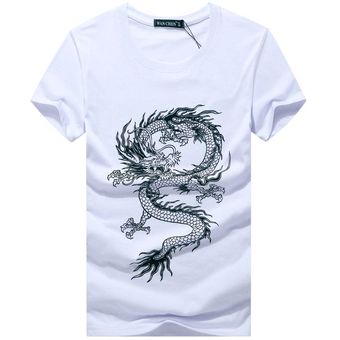 ropa deportiva informal para gimnasio Camiseta deportiva de manga corta para hombre camiseta masculina holgada con estampado de dragón 