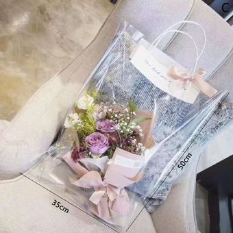Bolsa de mano portátil transparente de PVC para fiesta en casa flor 